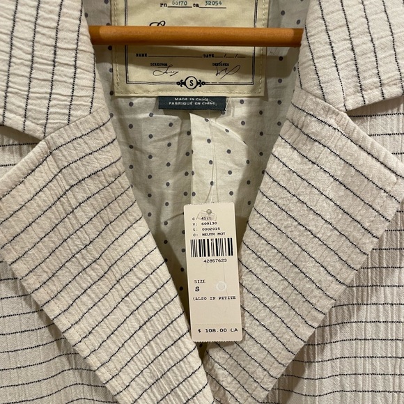 NWT Anthropologie Cartonnier cream striped long blazer - size small - Picture 2 of 4